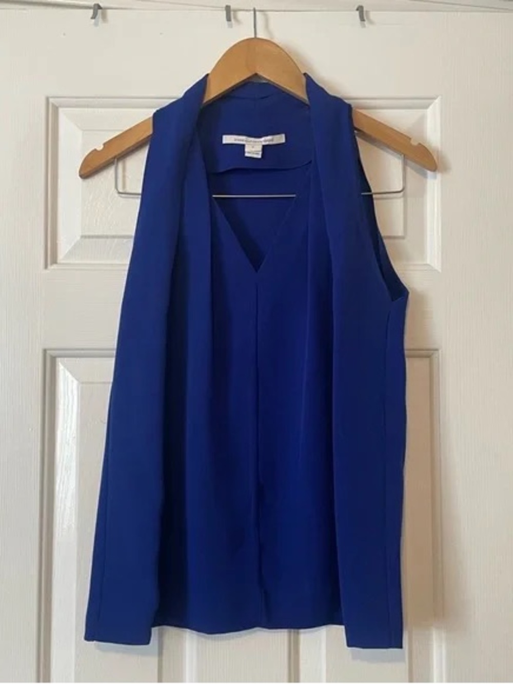 Diane Von Furstenberg Sleeveless V-Neck  - Cobalt Blue S